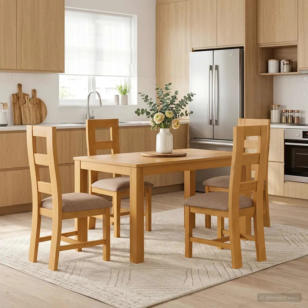 Set da pranzo 5 pz Grigio Legno di Quercia Massello 3430359