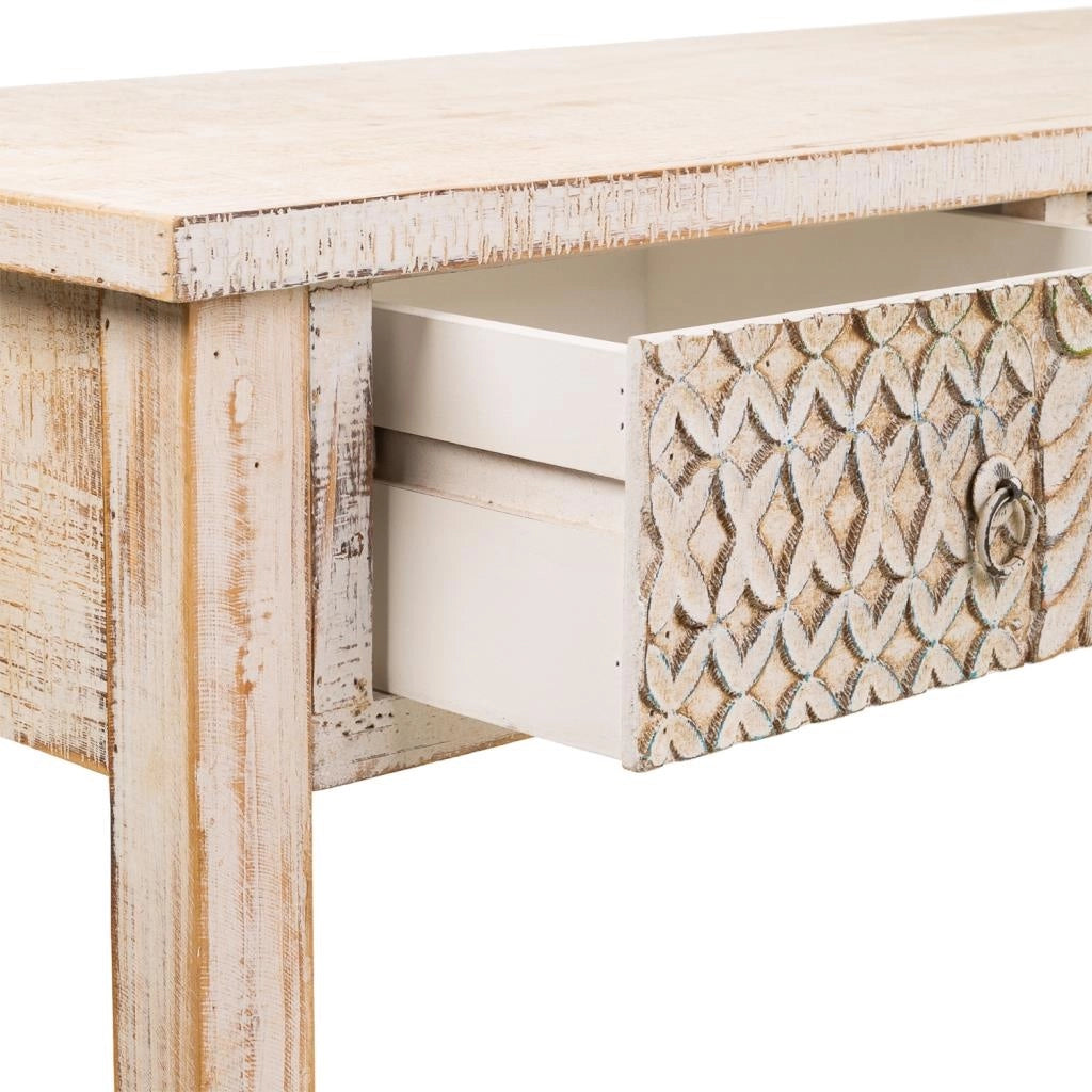Mobile da ingresso in legno intagliato 120x35x80