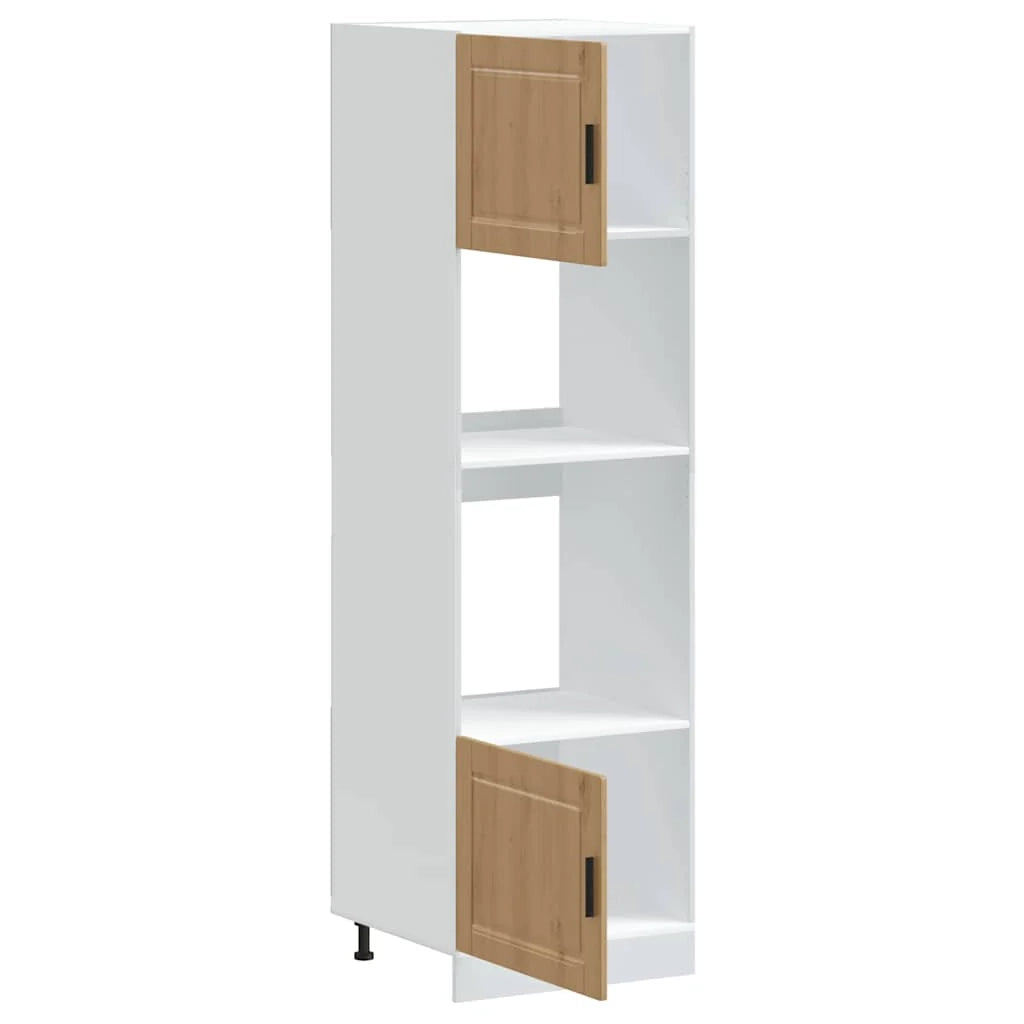 Set di 2 mobili forno compatti con piedini regolabili 60 x 57 x 207 cm finitura rovere ingegnerizzato 02_0055725