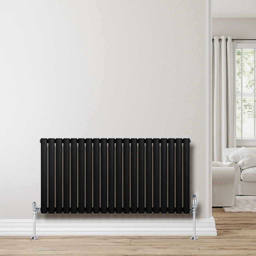 Radiatore Orizzontale Design Ovale Colonna Singola Nero 600x1200 mm
