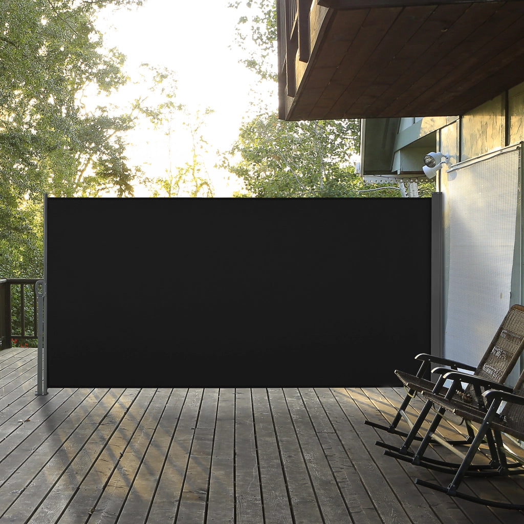 Paravento retrattile per esterni 3x1.6 m ¨C zephmum ¨C metallo e poliestere nero