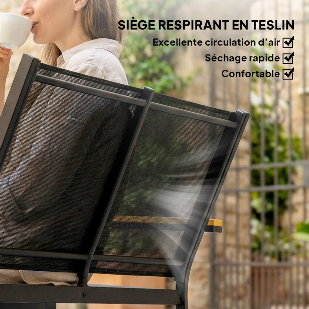 Set giardino 4 pezzi con divano 2 posti, 2 sedie e tavolino in vetro temperato ¨C zephmum ¨C nero