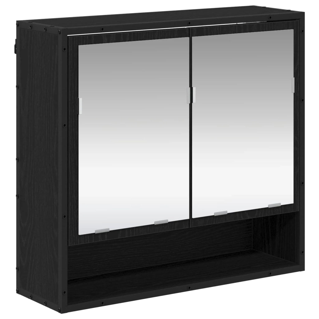 Set di mobili per il bagno 3 pcs Rovere Nero Legno multistrato