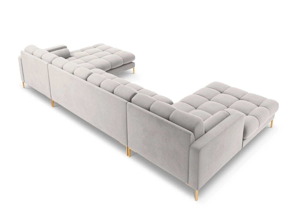 Cosmopolitan Design - Divano panoramico "Bali" 7 posti in velluto argento 