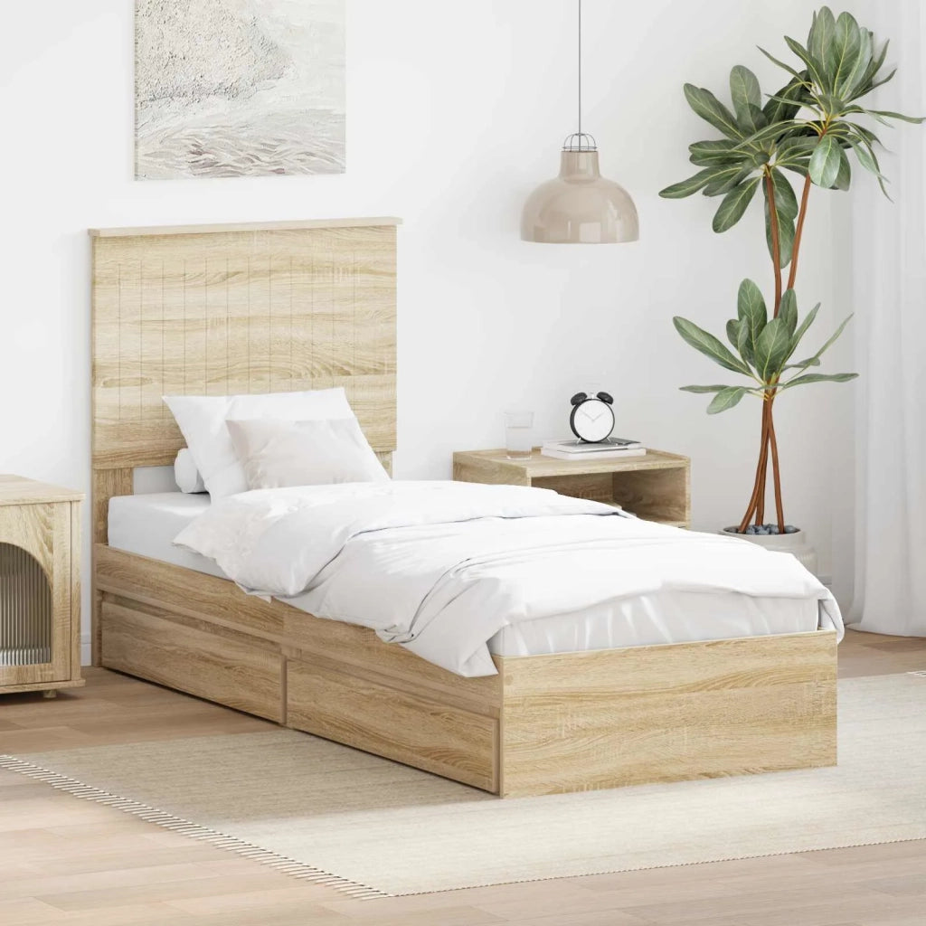 Letto con Contenitore con testiera-Struttura Letto con contenitore Rovere Sonoma 75 x 190 cm 225192