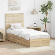 Letto con Contenitore con testiera-Struttura Letto con contenitore Rovere Sonoma 75 x 190 cm 225192