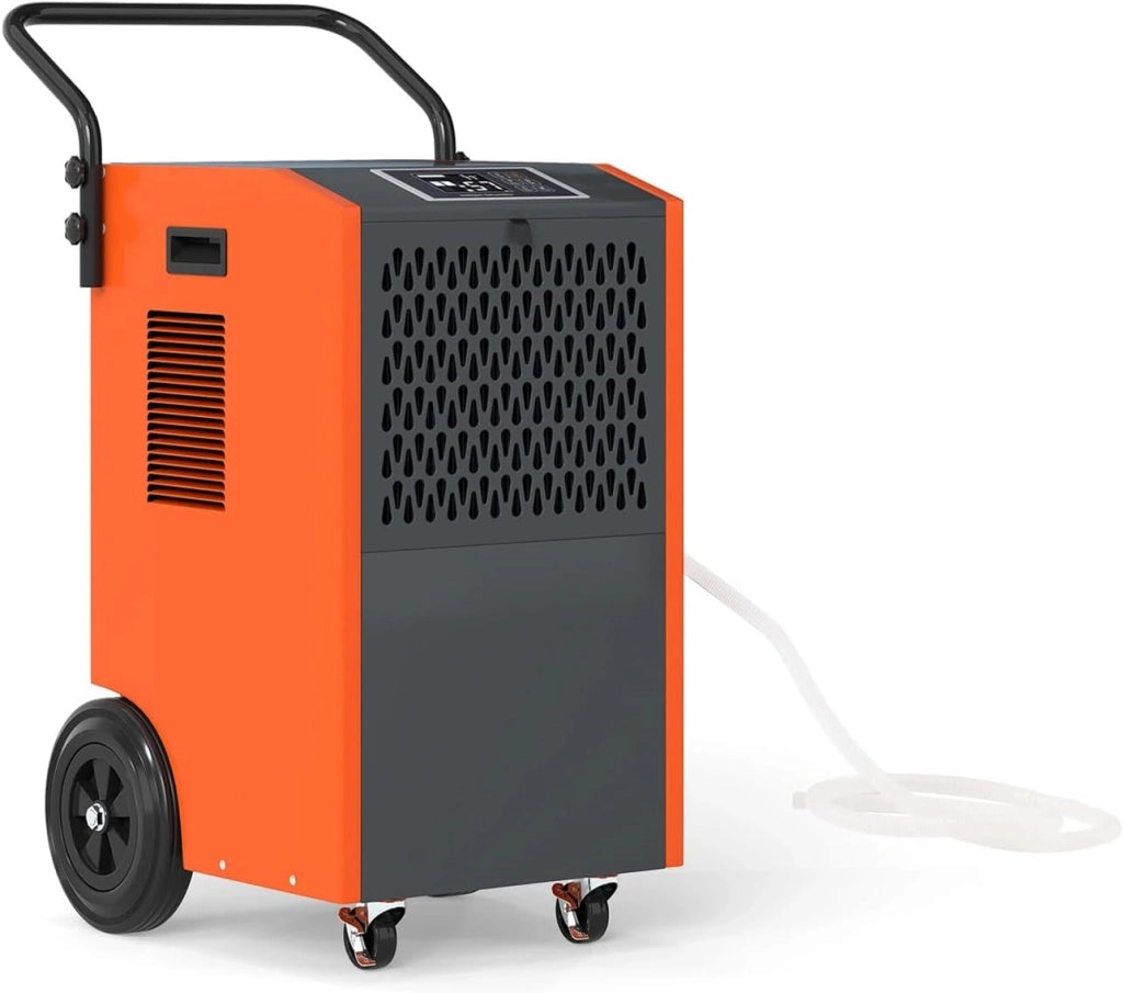 Deumidificatore elettrico professionale, 73L/giorno, deumidificatore mobile, timer 24H, deumidificatore per stanze fino a 695m³, per garage, cantina, seminterrato, casa (arancione)