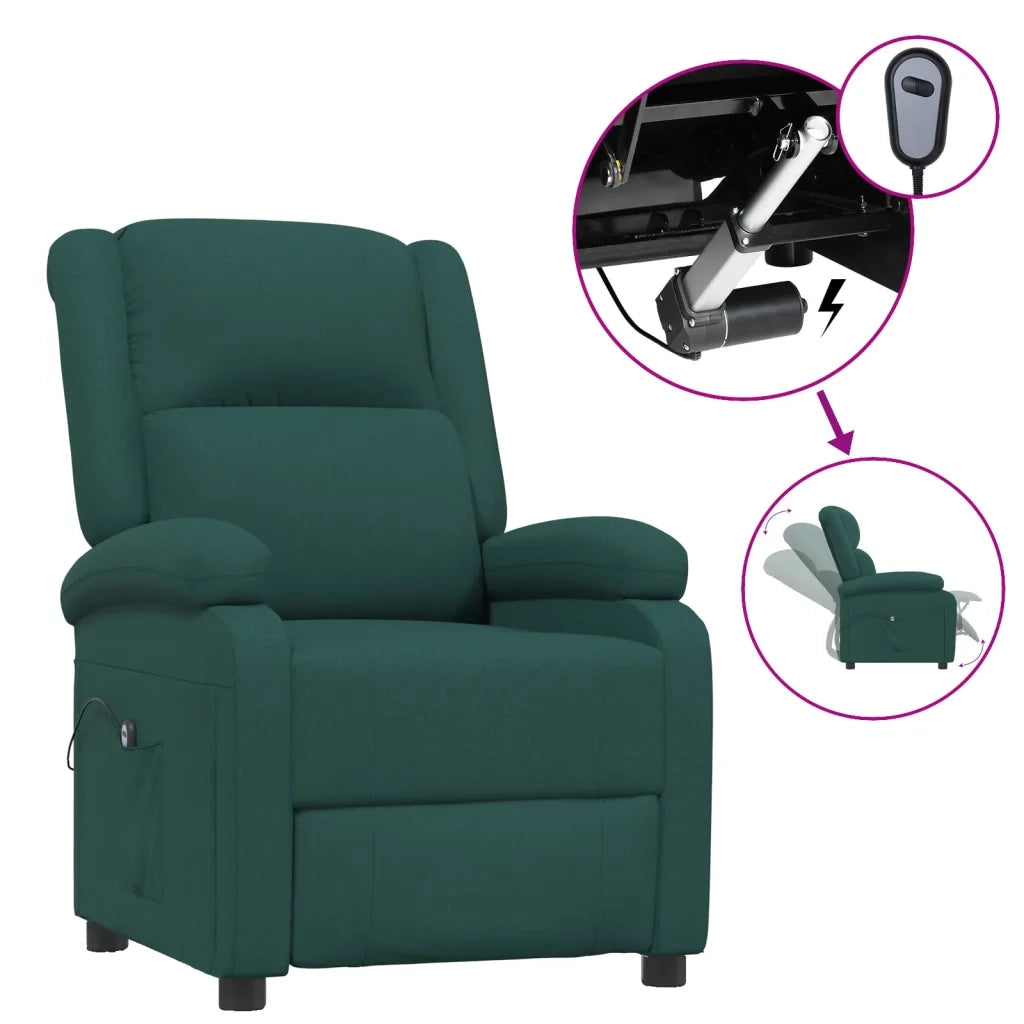 Poltrona Elettrica Reclinabile Verde Scuro in Tessuto 3098358