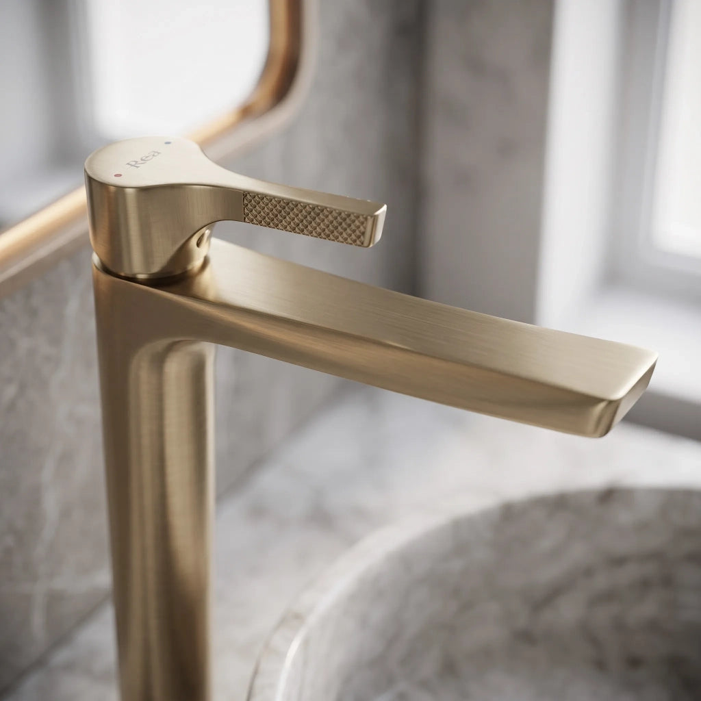 Rubinetto Da Lavabo Premium Rea Maxim Brush Gold High