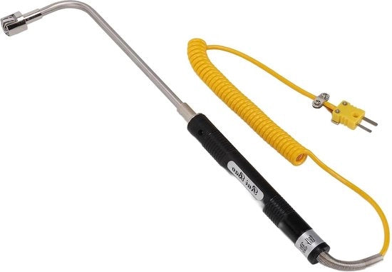 Sonda di temperatura per superficie Resistente al calore Sensore a termocoppia in acciaio per la rilevazione della temperatura - Cavo a termocoppia di tipo K - Superficie a scacchiera curva.