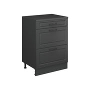 Mobile cucina sottotetto R-Line Antracite rustico/Antracite 60 cm senza inclinazione con 3 cassetti Vicco