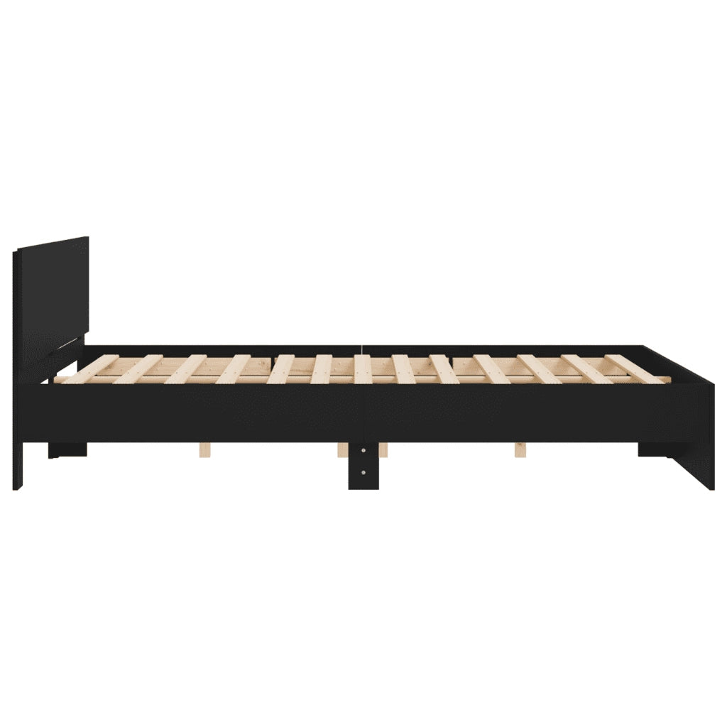 Letto matrimoniale | Letto per adulti | Giroletto con Testiera Nero 200x200 cm