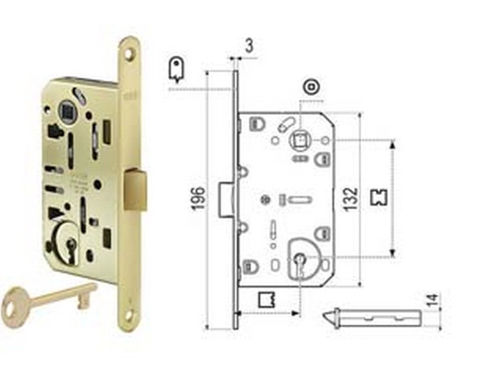 1pz serratura bussola mediana evolution solo scrocco nylon b.do t.do otton. mm. cod:ferx.fer385626
