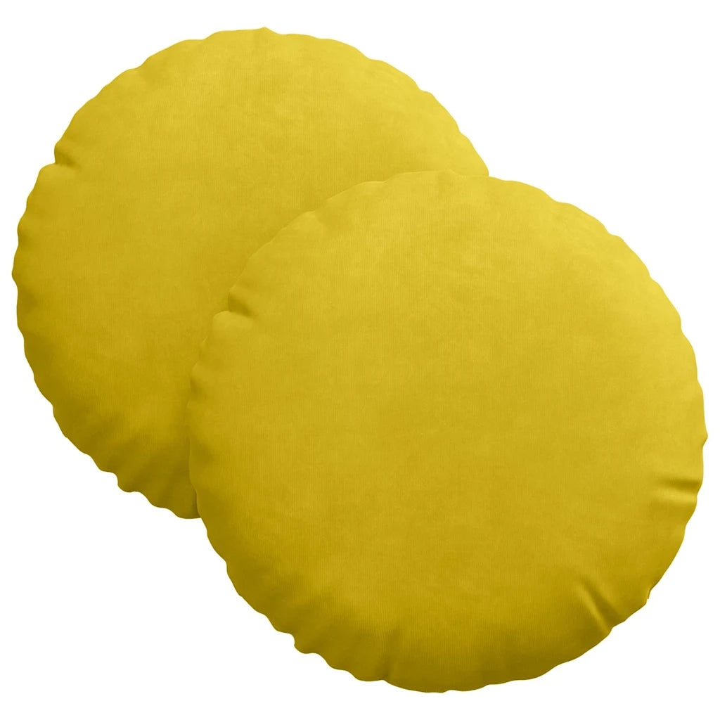 Cuscini per Seduta 2 pcs Giallo Ø30 x 13 cm Velluto