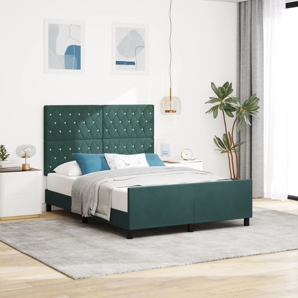 Letto Verde Scuro 140x190 cm Velluto