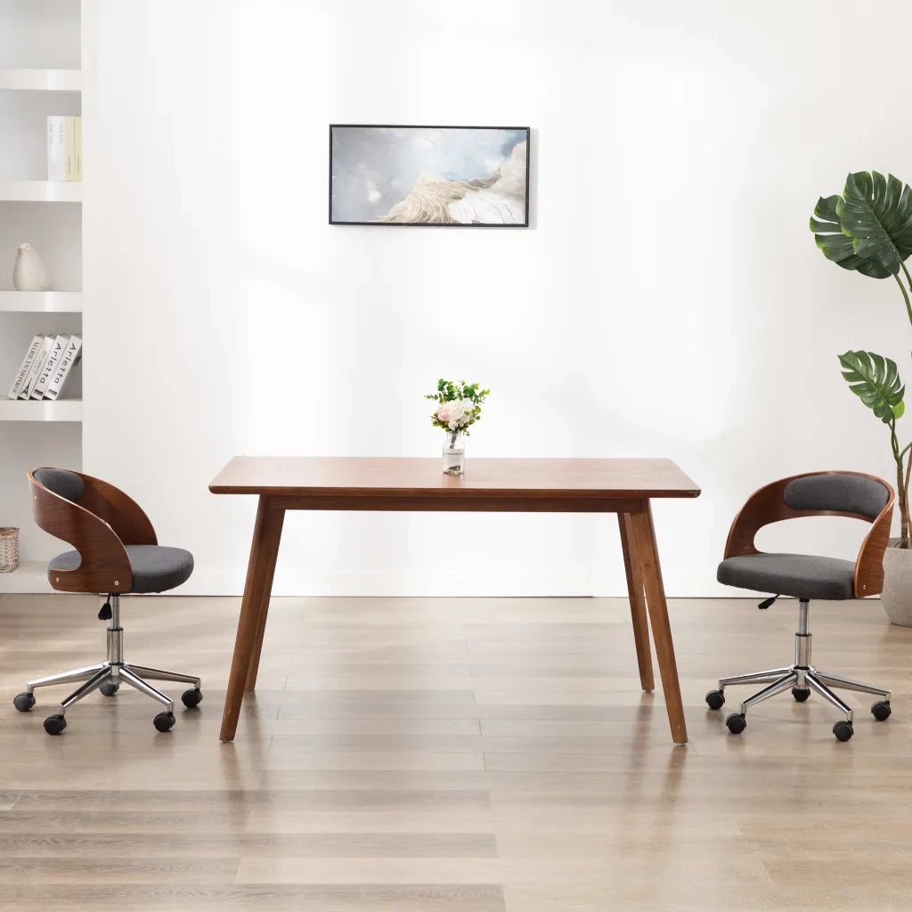 Sedia da Ufficio Girevole Grigia in Legno Piegato e Similpelle 3054846