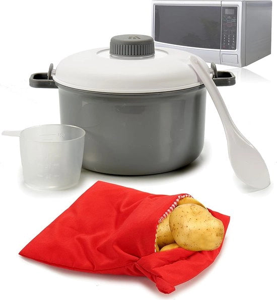 Impastatore a vapore plus sacchetto per patate per impastatore / insieme di padelle con regolatore di vapore e sacchetto lavabile e riciclabile per la cottura delle patate