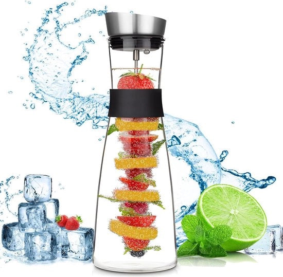 Acqua calda - 15 litri caraffa in vetro con coperchio in acciaio inossidabile - frullatore con tappo rimovibile per succhi caldi e freddi, tè, latte e caffè