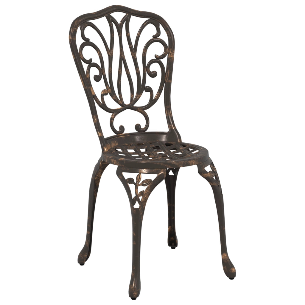 Set da Giardino Bistro a 3 Pezzi in Alluminio Fuso Bronzo di