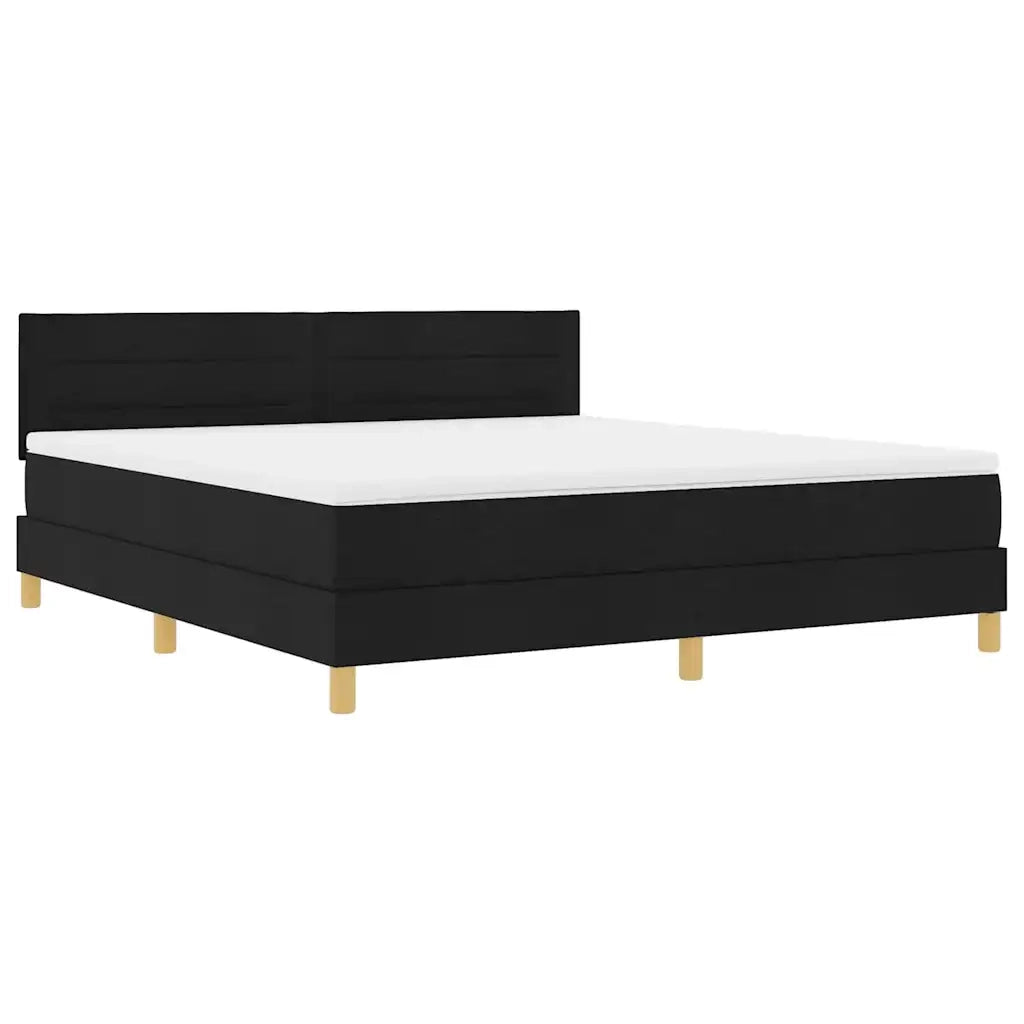 Letto a Sorgente LED con materasso Nero 180 x 200 cm Tessuto