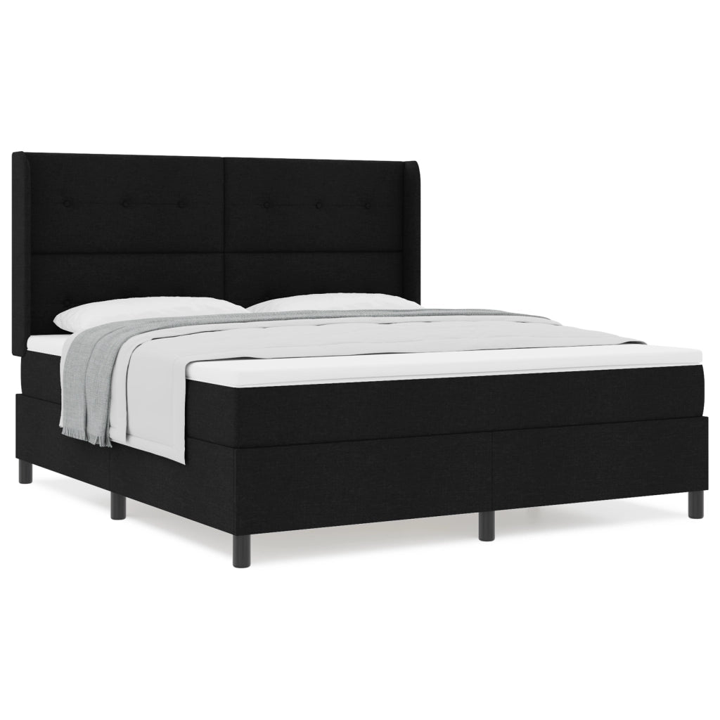 Letto Box Spring con Materasso Nero 180x200 cm in Tessuto