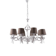 Lampadario Shabby Chic Lucy Bianco Tortora 8 Luci BeLight