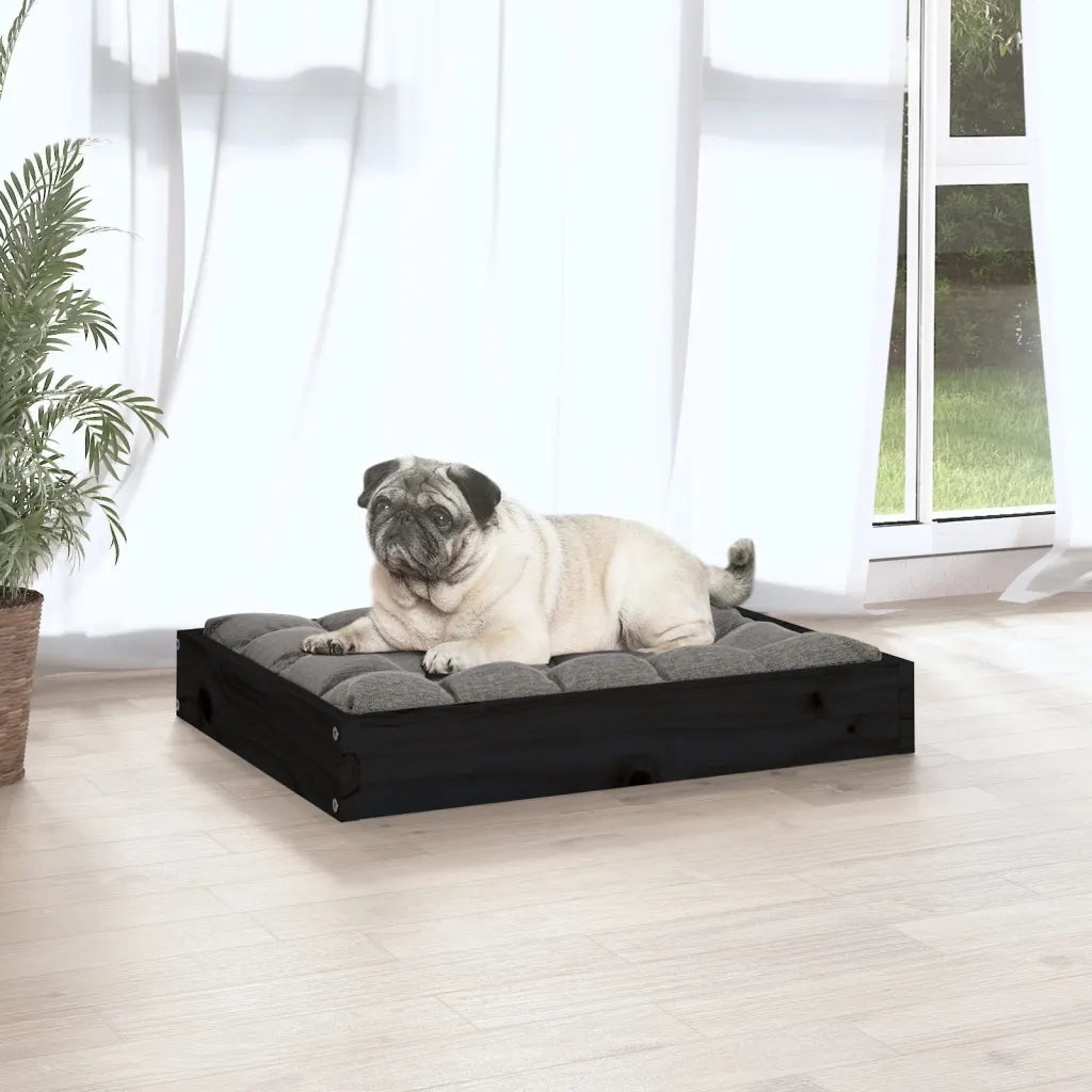 Cuccia per Cani Nera 61,5x49x9 cm in Legno Massello di Pino 820855