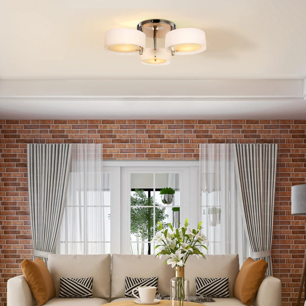 Lampadario a Sospensione E27 ¨C Xylo ¨C Paralume Acrilico Bianco per Soggiorno Camera Cucina