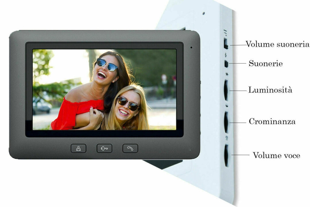 Kit videocitofono monofamiliare monitor 7" telecamera 4 led apriporta RLC07L