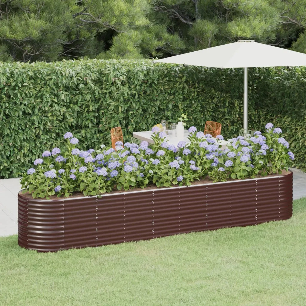 Letto Giardino Acciaio Zincato 368x80x68cm Marrone 318965