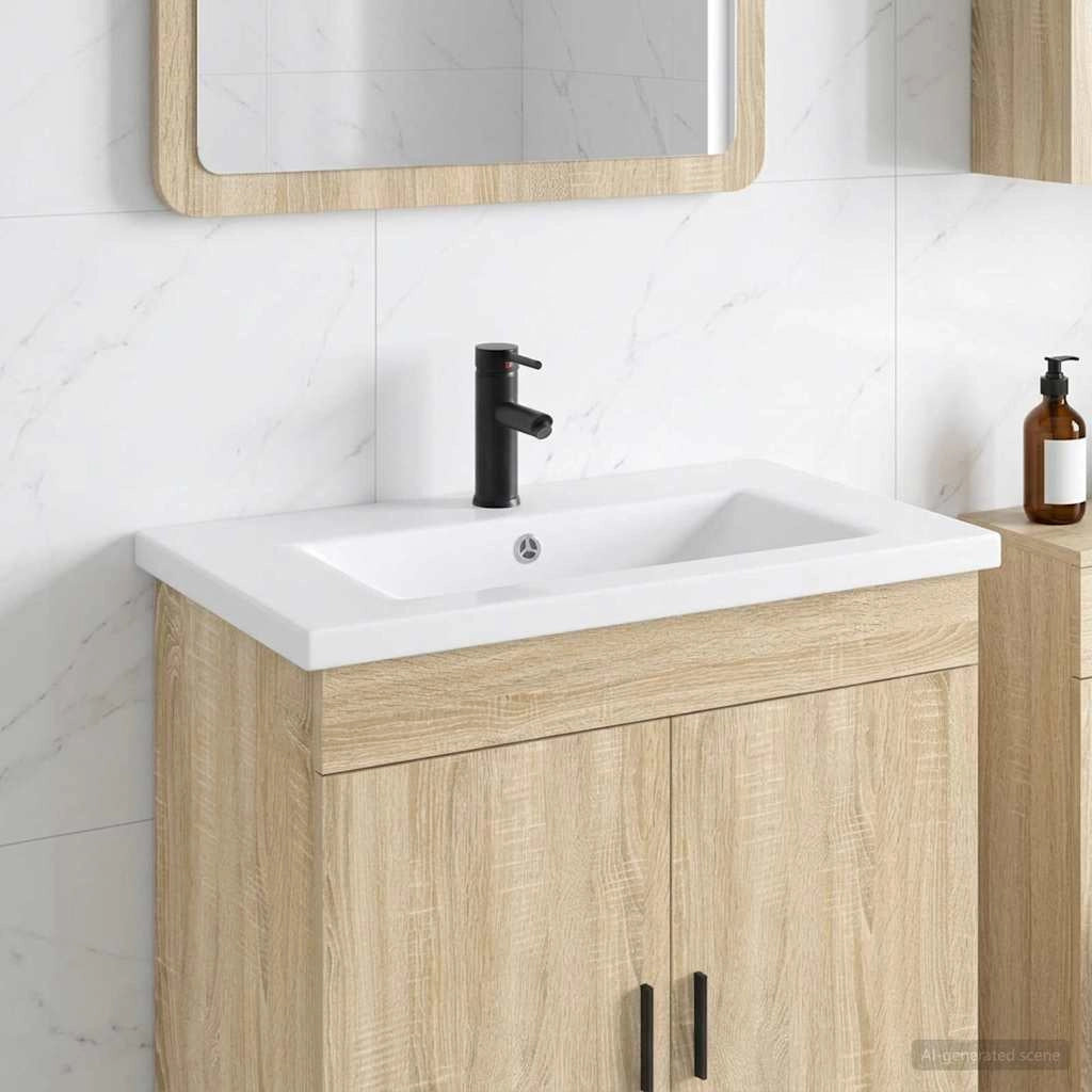Lavabo da bagno Nero Opaco 81 x 40 x 17,5 cm Metallo 890237