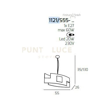 TETRIS COLOR SOSPENSIONE 55CM. 1 LUCE GRIGIO ANTRACITE 1121-S55-GA