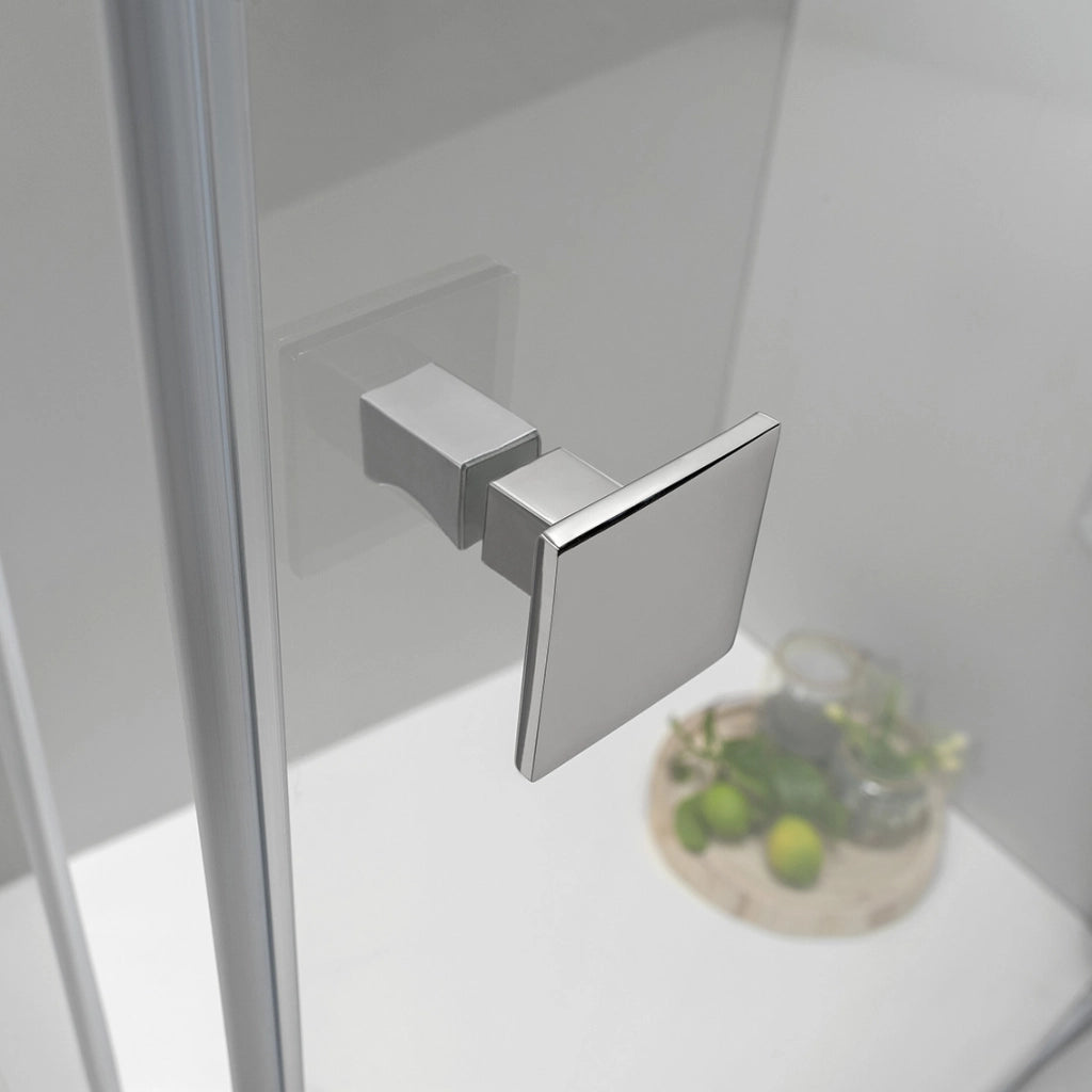 Cabina Box Doccia 90x100 Cm Porta Battente con Lato Fisso Trasparente