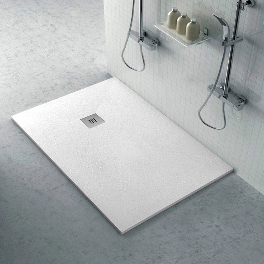 Piatto doccia 90x110 in resina riducibile bianco effetto pietra - Karen