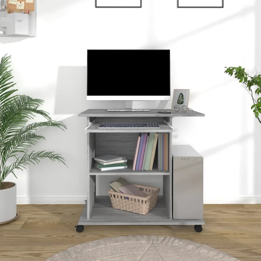 Scrivania | Tavolo da Ufficio Computer Grigio Sonoma 80x50x75 cm Legno Multistrato