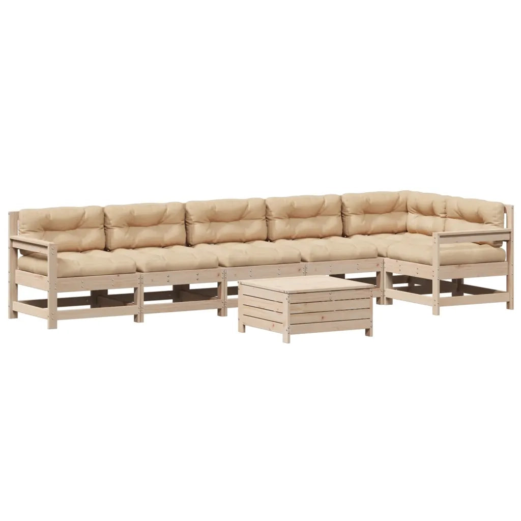 Set Salotto Giardino 7 pz Cuscini Antracite Legno Massello Pino 3250892