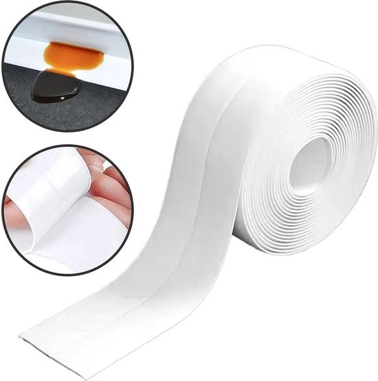 Striscia di sigillatura per bagno e cucina - Sigillatura idrorepellente - Striscia PVC autoadesiva - Striscia sanitaria - 2,2CM x 3,2 - Kit di strisce - Bianco