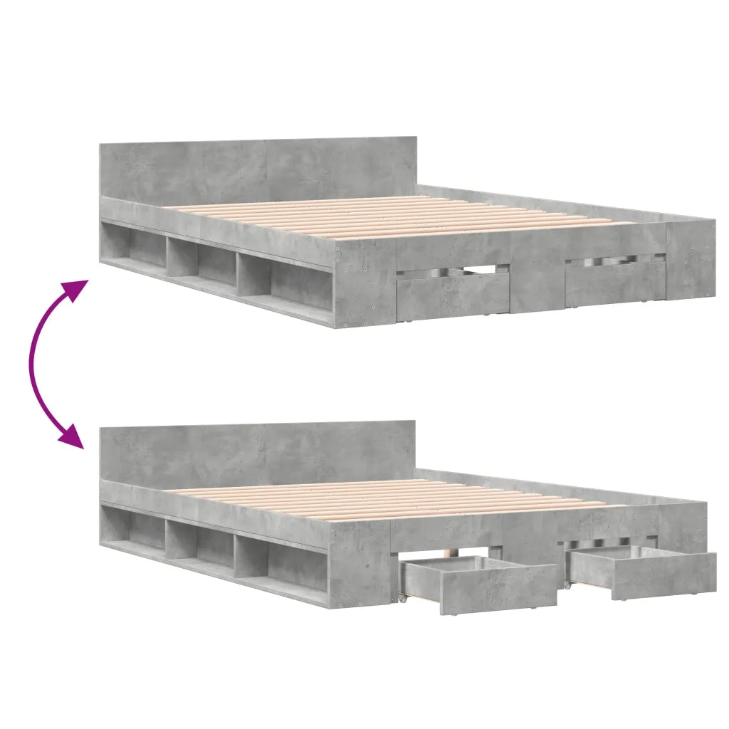 Giroletto Cassetti Grigio Cemento 150x200 cm Legno Multistrato