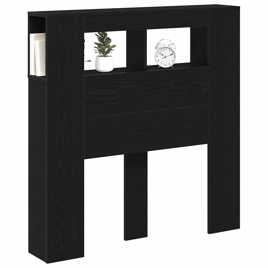 Testiera LED con lo scaffale Rovere Nero 100 x 18,5 x 103,5 cm 863113