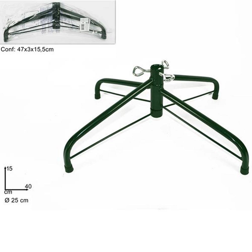 Trade Shop - Base Per Albero Di Natale A Croce In Metallo 40cm Richiudibile Pieghevole Verde -