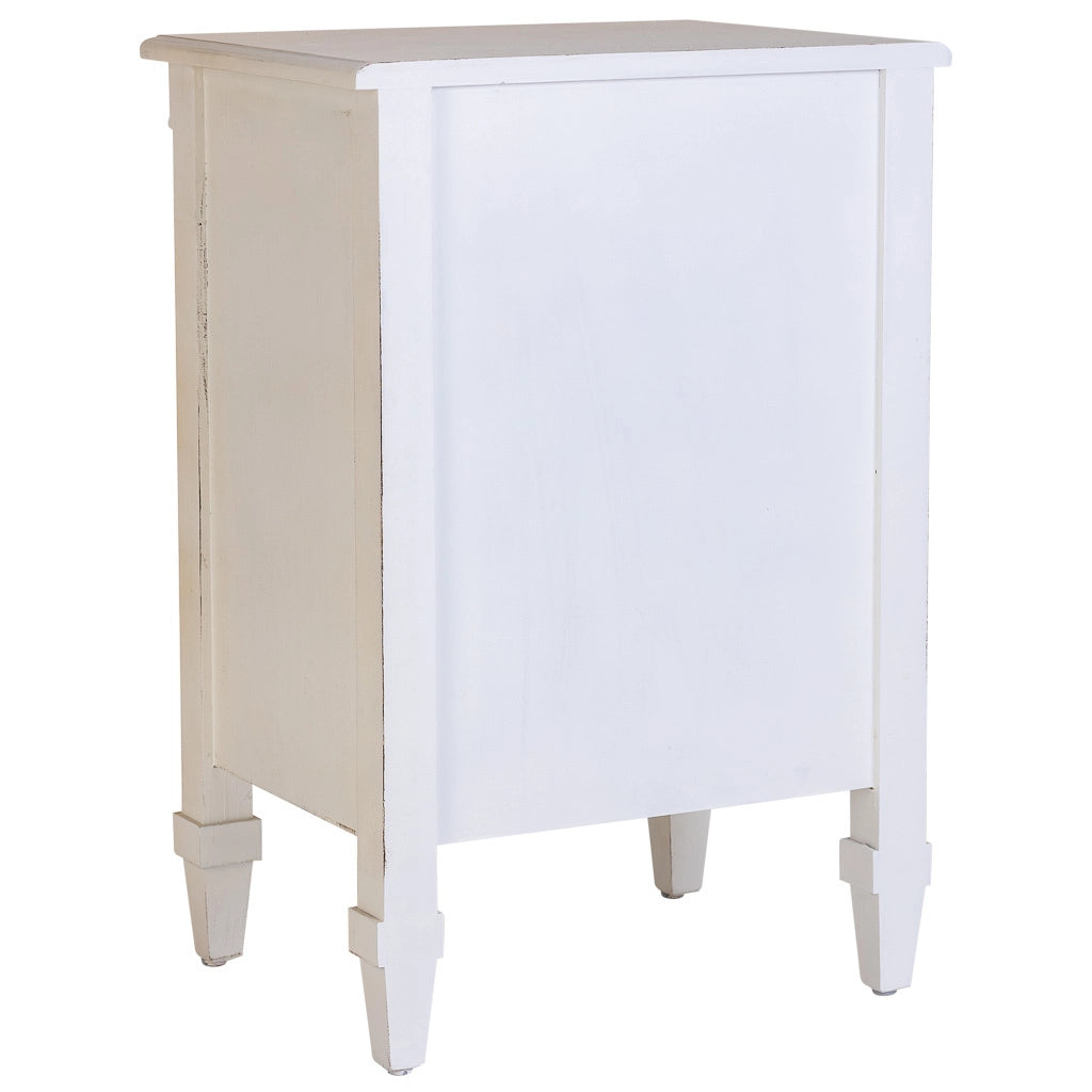 Tavolino in legno laccato bianco con griglia 46x36x68h cm