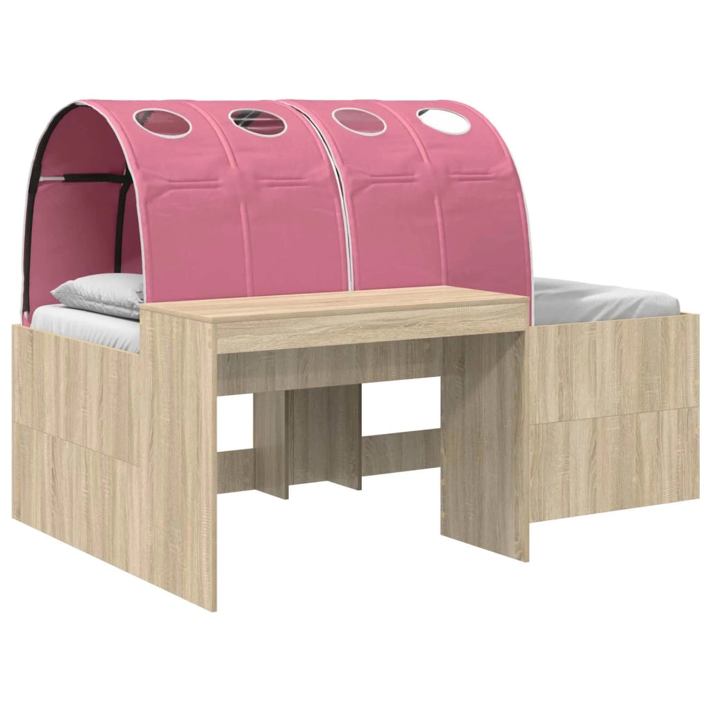 Letto alto per bambini con scrivania 3 pz Rovere Sonoma e Rosa 3423686