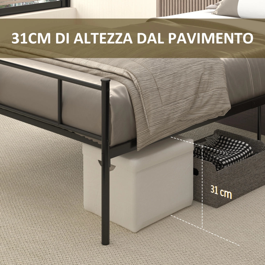 Letto Singolo in Acciaio con Testata e Pediera ¨C Zephmum ¨C 90x200 cm