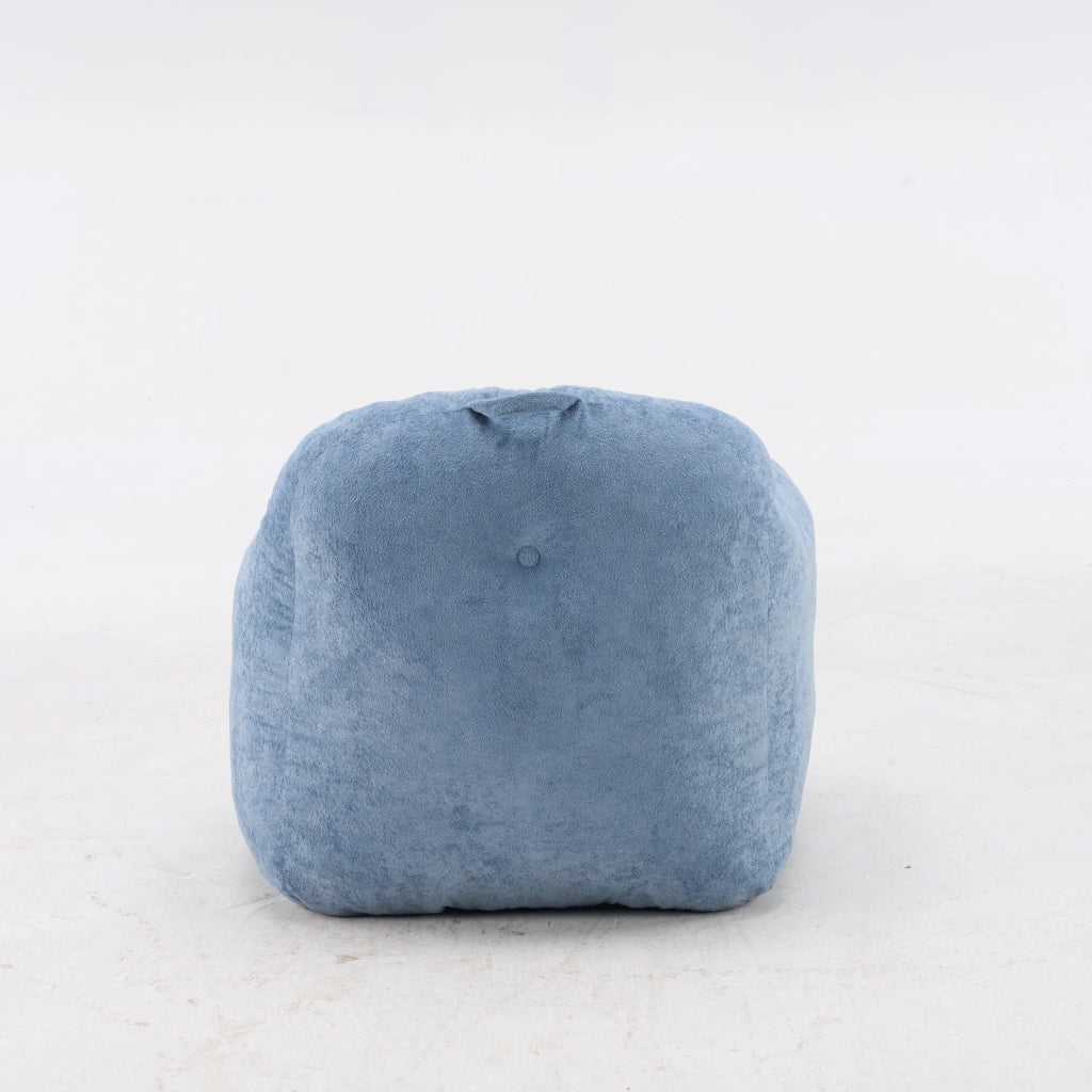 Pouf lounge in pelliccia sintetica con schienale ergonomico e imbottitura in schiuma sminuzzata senza montaggio blu
