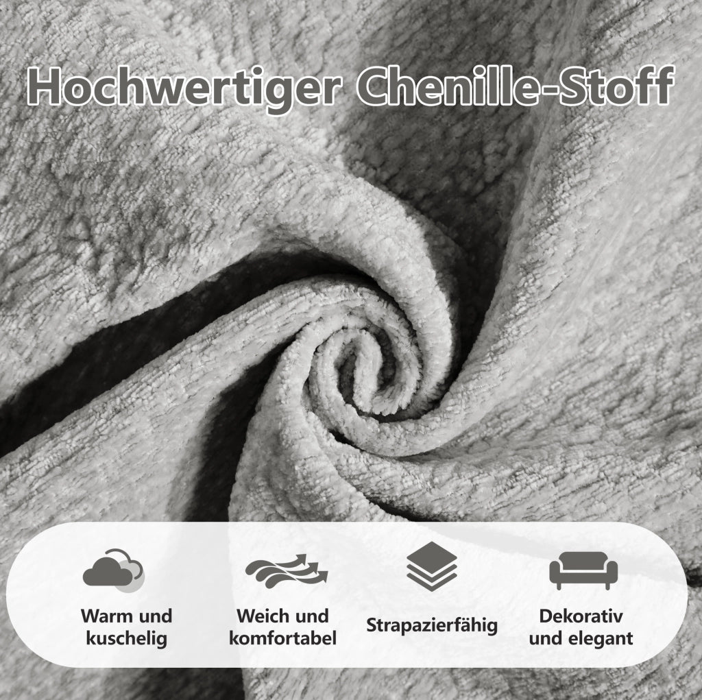 Divano modulare in ciniglia grigio chiaro 260 × 149 × 90 cm con sedute trapuntate