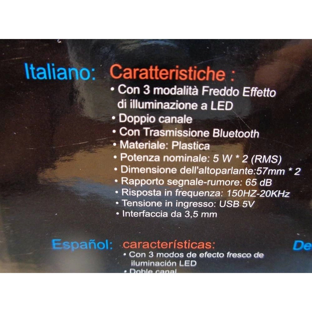 Trade Shop - Casse Soundbar Barra Audio Usb 2.0 Speaker Blutooth Led Rgb Home Theatre Pk6807 -