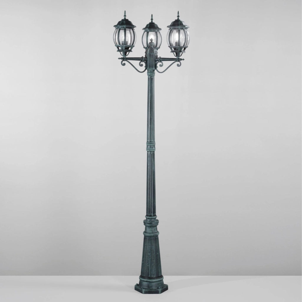 PALO SANTIAGO NERO E VERDE 3 LUCI ATTACCO E27 IP44 69X209CM