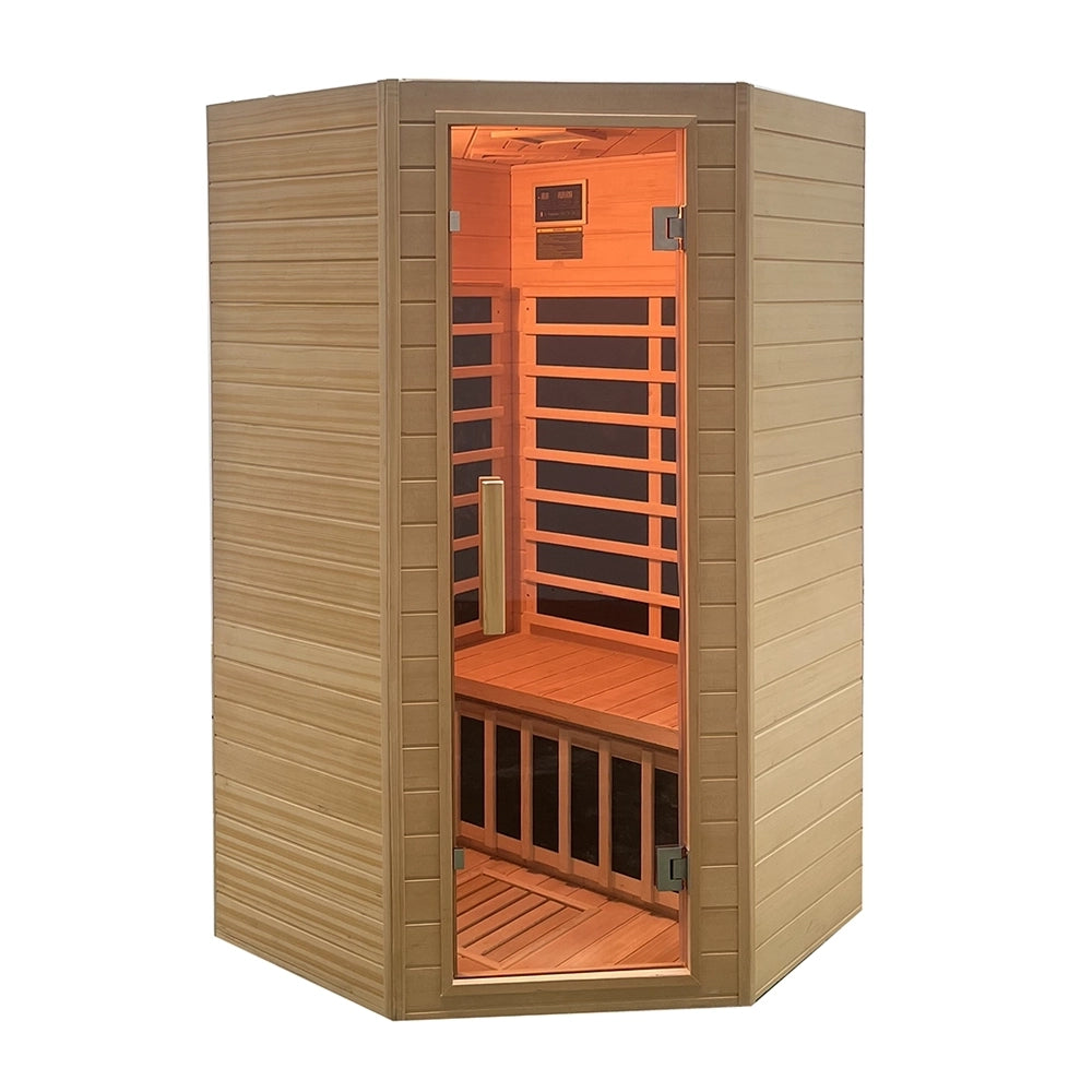 Sauna ad infrarossi 107x107 CM H188 in legno Hemlock con radio integrata | Tampere