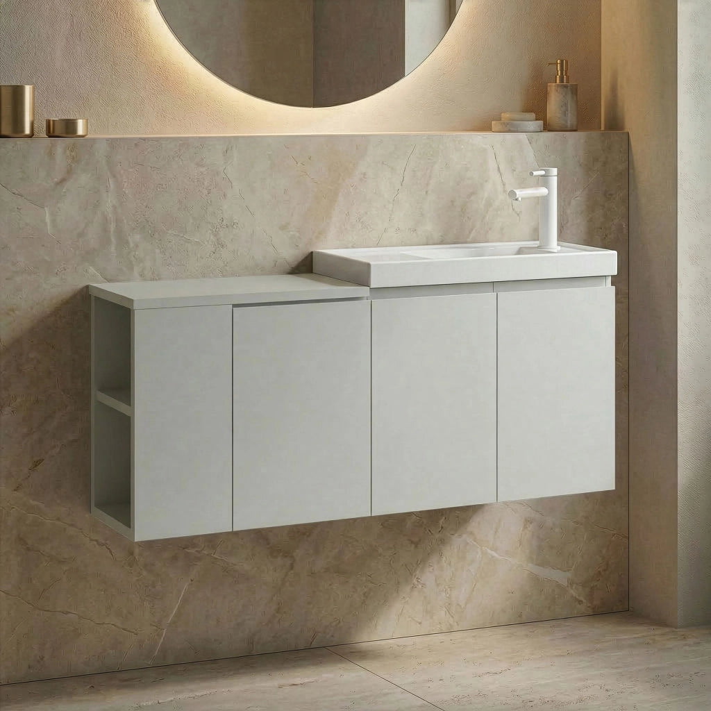 Mobile lavabo "Ferla 110" - 110 x 22 x 45 cm - Cashmere opaco