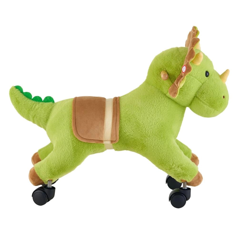 Cavallo Cavalcabile Bambini Dinosauro Ruote 360 Gradi Ruggiti Realistici Senza Batterie Carico 40kg 3+ Anni
